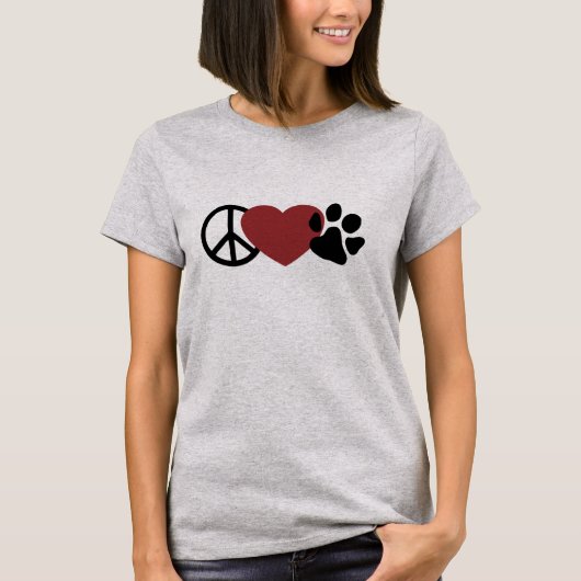 Friedens-Liebe-(pink)Paw T-Shirt (Vorderseite)