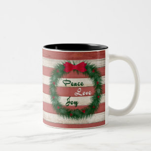 Friedens-, Liebe-u. Freude-rote Zweifarbige Tasse