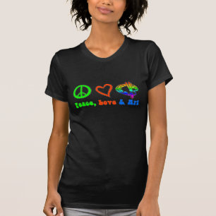 Friedens-, Liebe-u. Kunst-Zeichen-Dunkelheits-T - T-Shirt