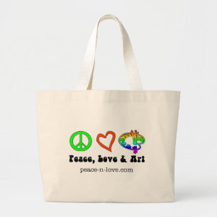 Friedens-, Liebe-u. Kunst-Zeichen-Tasche Jumbo Stoffbeutel