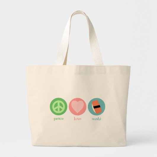 Friedens-, Liebe-u. Sushi-Tasche Jumbo Stoffbeutel (Vorne)