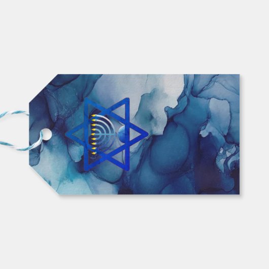 FRIEDENS-LIEBE UND MIRACLES-URLAUB-HANUKKAH-Gesche Geschenkanhänger (Rückseite Horizontal)