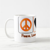 Friedens-, Liebe-und Süßigkeits-Mais Kaffeetasse (Links)