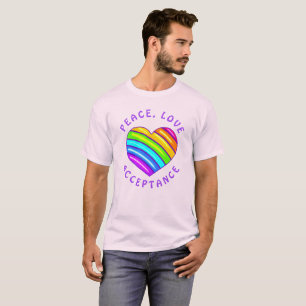 Friedens-, Liebes-, Akzeptanz-Regenbogen-Stolz-Her T-Shirt