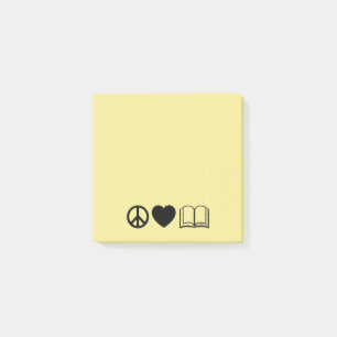 Friedens-, Liebes- & Buch-Post-It-Notizen Post-it Klebezettel