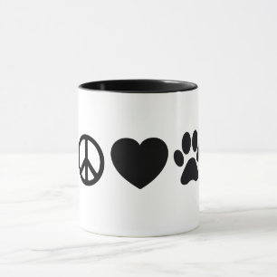 Friedens-, Liebes- & Hunde-11-oz-Kombitasse Tasse