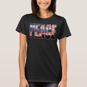 Friedens-Sonnenuntergangs-Buchstaben-T-Shirt T-Shirt