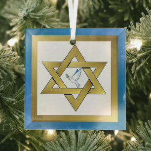 Friedens Taube Davidstern Schmuckanhänger Ornament Aus Glas