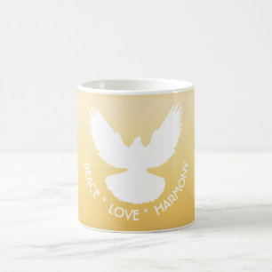 Friedens Taube im Flug Weiß auf Gold Einfach Elega Kaffeetasse