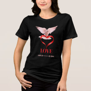 Friedens-Taube & Liebe Herzschlag Grafik T-Shirt Tri-Blend Shirt