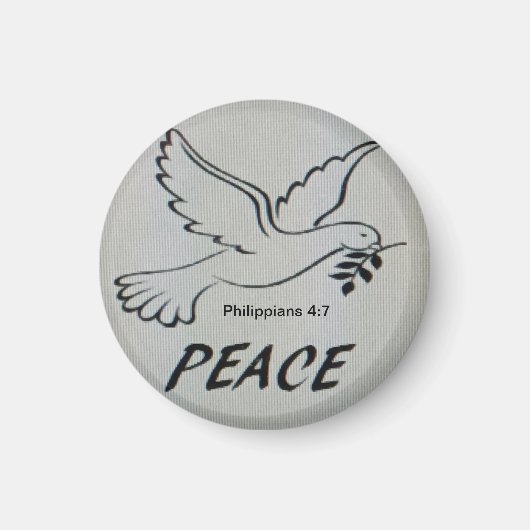 Friedens-Tauben-Button mit Schrift Magnet (Vorne)