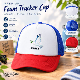 Friedens Text Fliegende Taube Trucker Hut Design S Truckerkappe