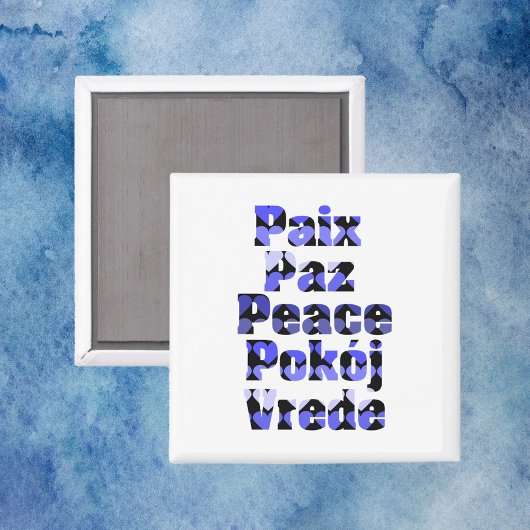 Friedens-Typografie Blaue Herzen Sprachen Magnet