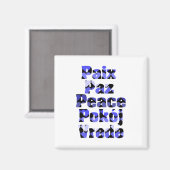 Friedens-Typografie Blaue Herzen Sprachen Magnet (Vorderseite/Rückseite)