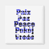Friedens-Typografie Blaue Herzen Sprachen Magnet (Vorne)