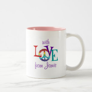 Friedens- und der Liebepersonalisierte Zweifarbige Tasse