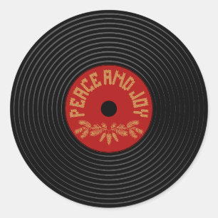 Friedens- und Freude-Vinyl-Schallplattendesign Runder Aufkleber