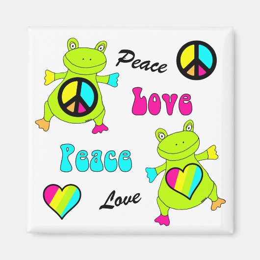 Friedens- und Liebe-Frösche-Platz Magnet (Vorne)