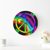 Friedens-und Liebe-Regenbogen-Wand-Uhr Große Wanduhr (Zuhause)