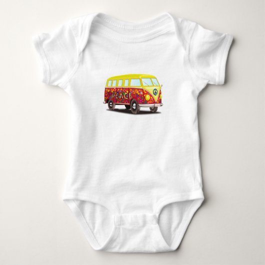 Friedens-und Liebehippy-Bus Baby Strampler (Vorderseite)