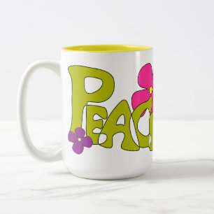 Friedens- und Liebes-Hippie-Tasse Zweifarbige Tasse