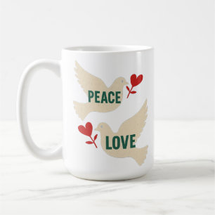 Friedens- und Liebes-Tauben-Kunst mit Herz-Motiv i Kaffeetasse