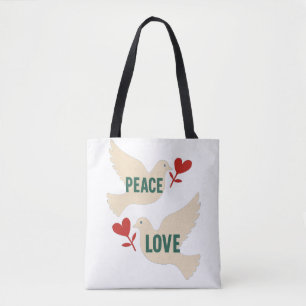Friedens- und Liebes-Tauben-Kunst mit Herz-Motiv i Tasche