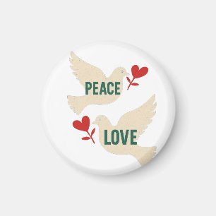 Friedens- und Liebes-Vintage-Tauben-Kunst mit Herz Magnet