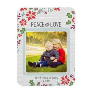 Friedens- und Liebes-Weihnachtsstern-Blumen-Leinen Magnet