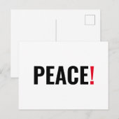 Friedensausrufezeichen weiß schwarz rot gegen den  postkarte (Vorne/Hinten)