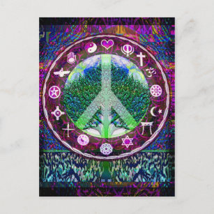 Friedensbaum der Welt Mandala Postkarte