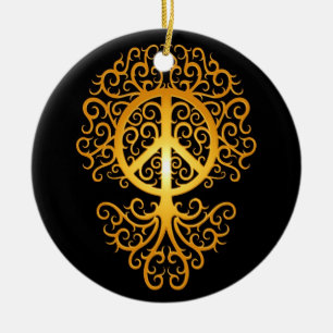 Friedensbaum, -GELB und -SCHWARZES Keramikornament