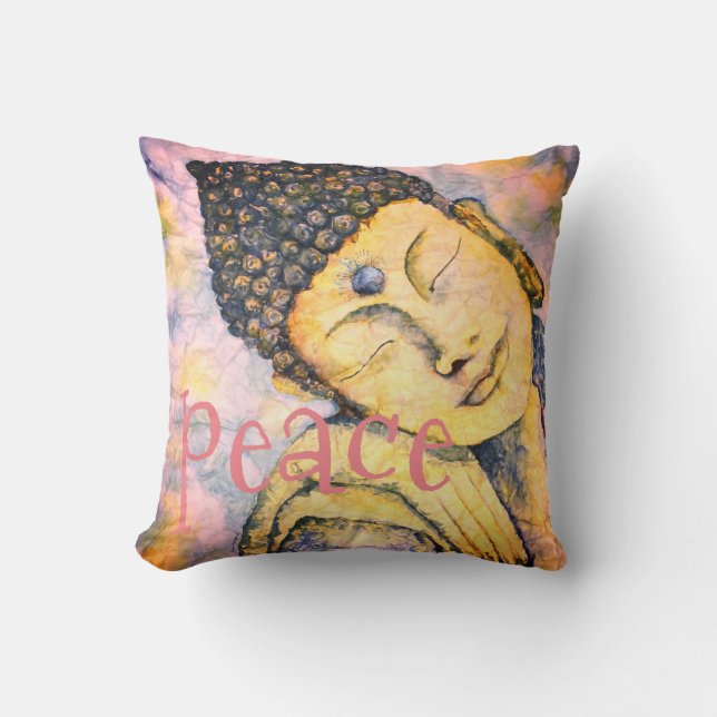 Friedensbuddha-Aquarell-Kunst-Wurfs-Kissen Kissen (Vorderseite)