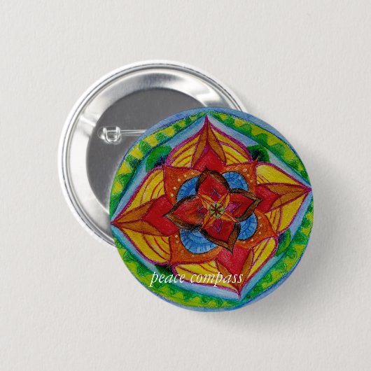 FriedensCompass Mandala Round Abzeichen Button (Vorne & Hinten)