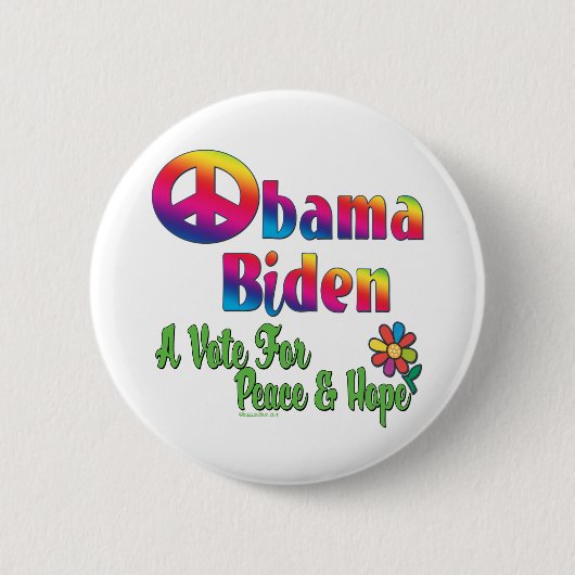 Friedensder hoffnung 2008 Obama Biden Kopie Button (Vorderseite)