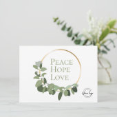 Friedenserwartung Liebe grünes Kaminlogo Feiertagskarte (Stehend Vorderseite)