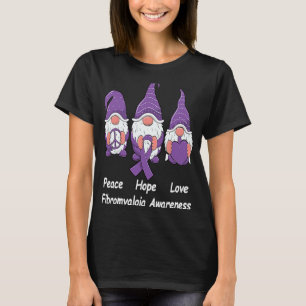 Friedenserwartungen Liebe gnomes Lila Ribbon Fibro T-Shirt