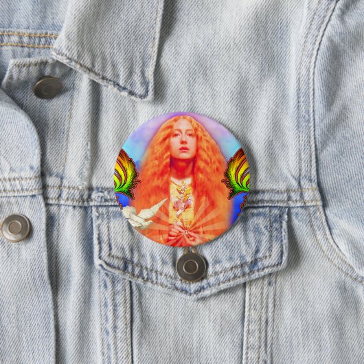 Friedensfrau mit Tauben-Knopf Button (Beispiel)