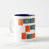 FRIEDENSfreude-LIEBE Sandpapier-Buchstaben Zweifarbige Tasse (Vorderseite Links)