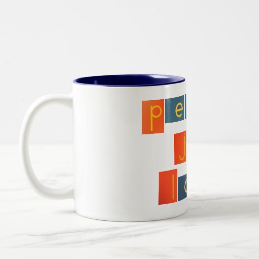 FRIEDENSfreude-LIEBE Sandpapier-Buchstaben Zweifarbige Tasse (Links)