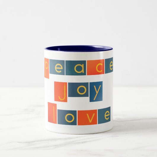 FRIEDENSfreude-LIEBE Sandpapier-Buchstaben Zweifarbige Tasse (Mittel)