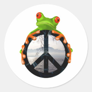 Friedensfrosch1 Runder Aufkleber
