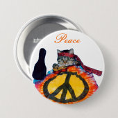 Friedensgitarrenkatze Knopf-Button Button (Vorne & Hinten)