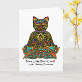 Friedensglückliche schwarze Katzen-Gruß-Karte Karte (Gelbe Blume)