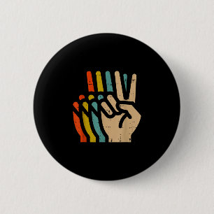 Friedenshand Retro-Farben Vintage 70er Hipe Männer Button
