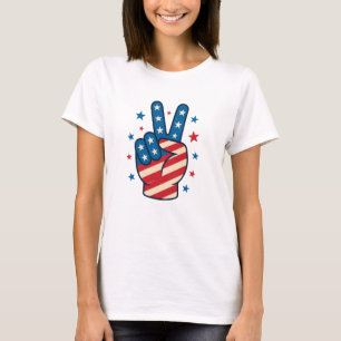 Friedenshand USA-Flagge 4. Juli T-Shirt