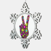 FRIEDENSHANDZEICHEN SCHNEEFLOCKEN Zinn-Ornament (Rechts)