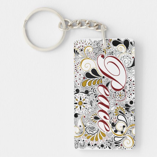 Friedenshennastrauch-Entwurf Schlüsselanhänger (Vorderseite)