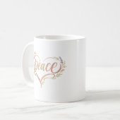 Friedensherz Boho Typografie Kaffeetasse (Vorderseite Links)