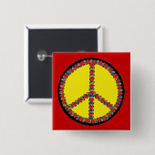 Friedensherz-Quadratknopf Button (Vorne & Hinten)